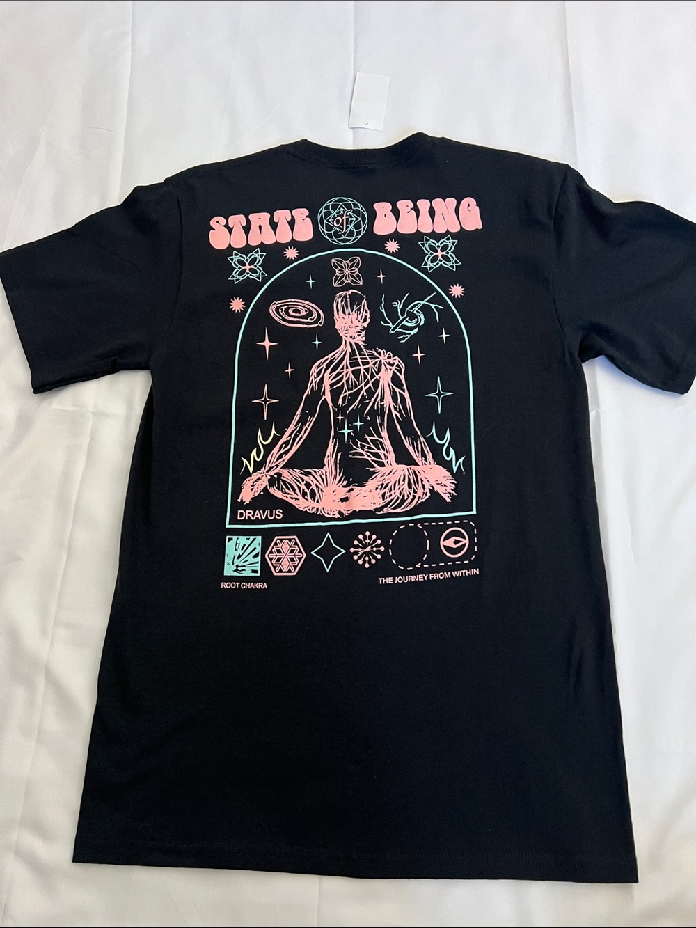 Zumiez Black Tee with Pink "State of Being" Graphic